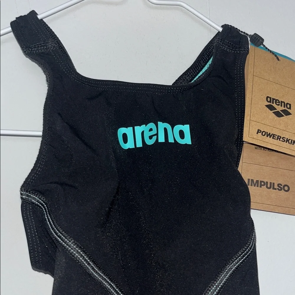 NWT arena $210 Poweskin Impulso Open Back Junior Black/Teal Size 22